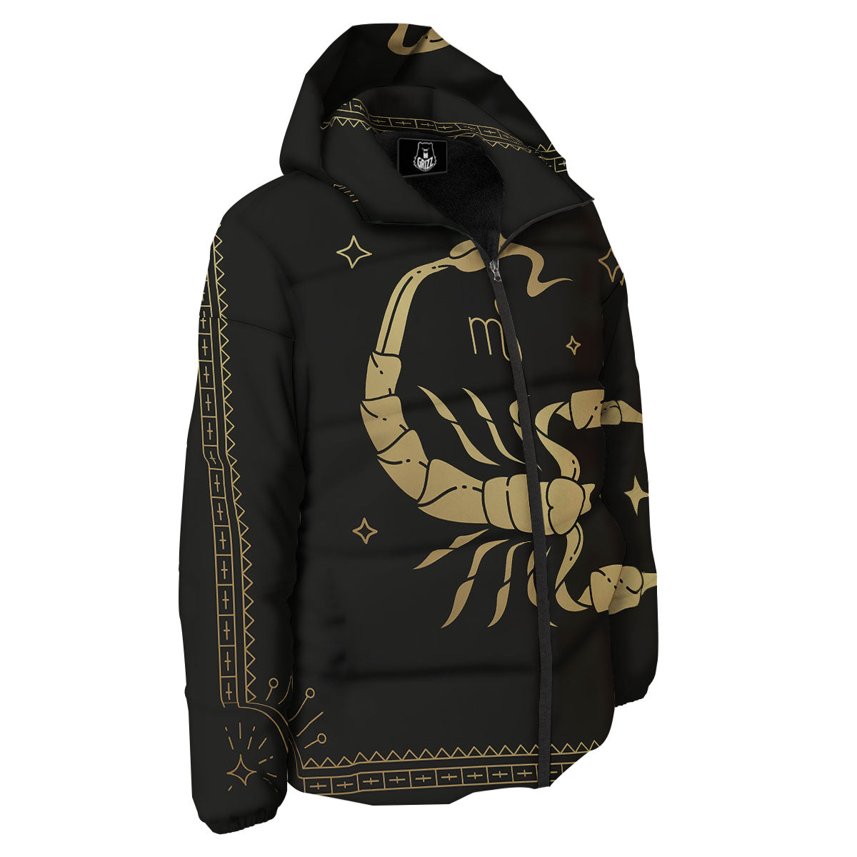 Scorpio Sign Astrological Print Down Jacket-grizzshop