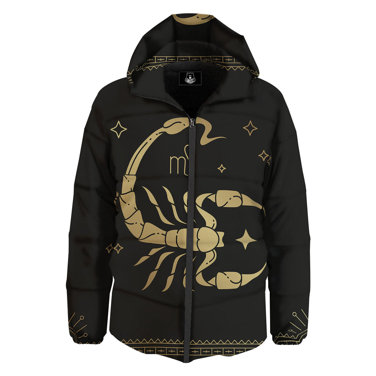 Scorpio Sign Astrological Print Down Jacket-grizzshop