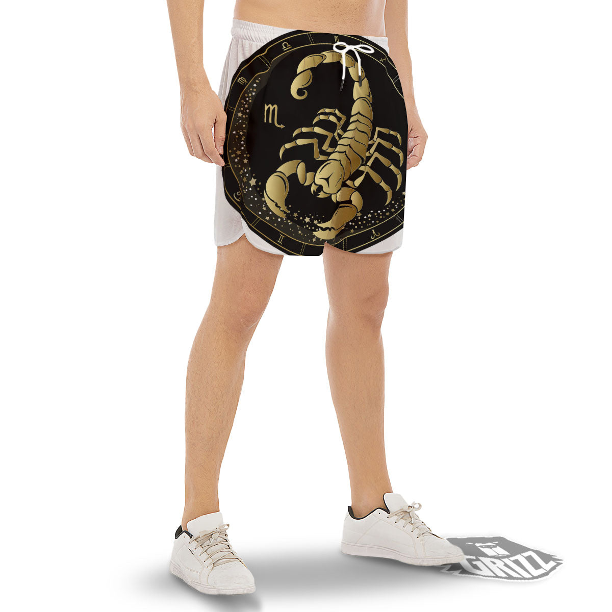 Scorpio Sign Black And Gold Print Men's Gym Shorts-grizzshop