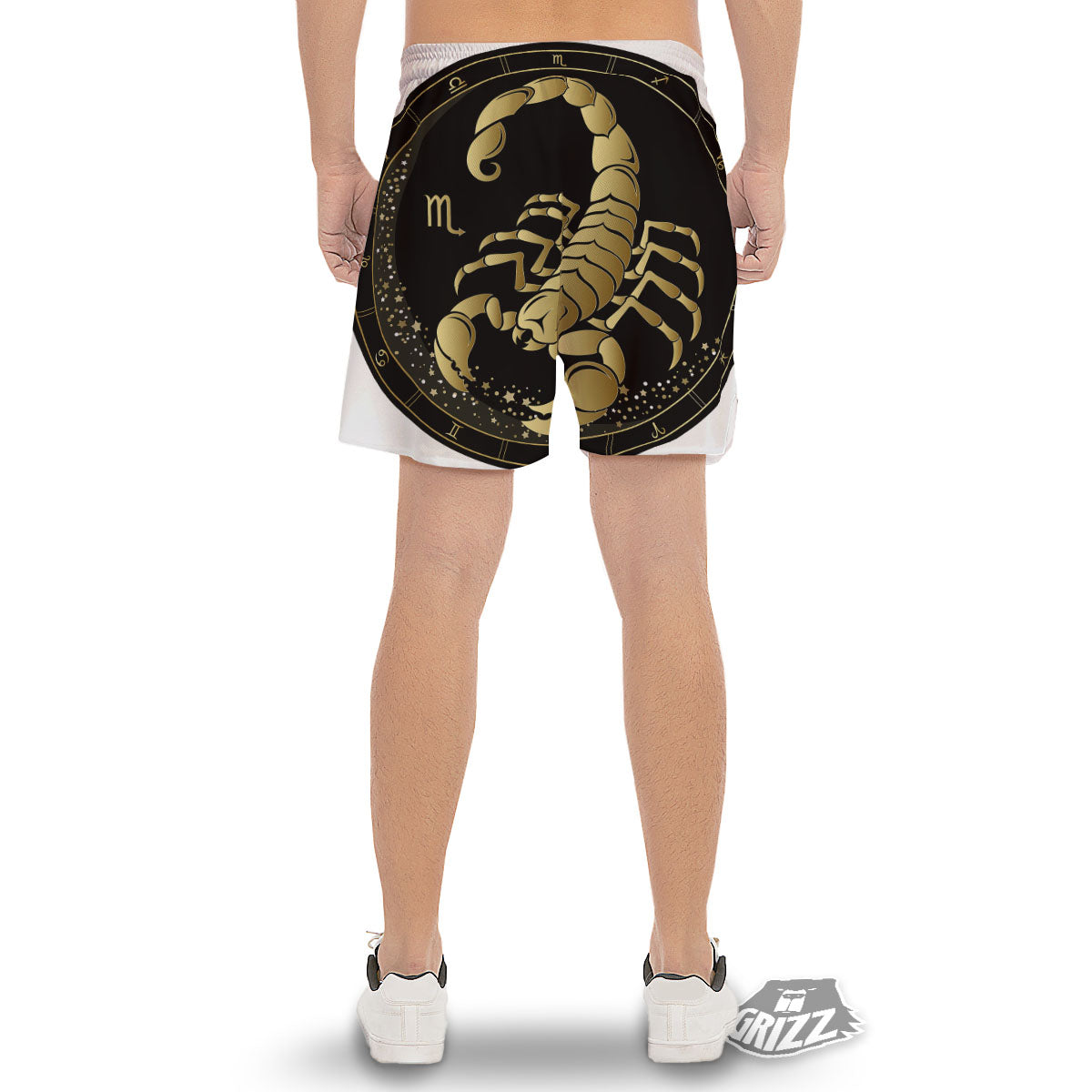 Scorpio Sign Black And Gold Print Men's Gym Shorts-grizzshop