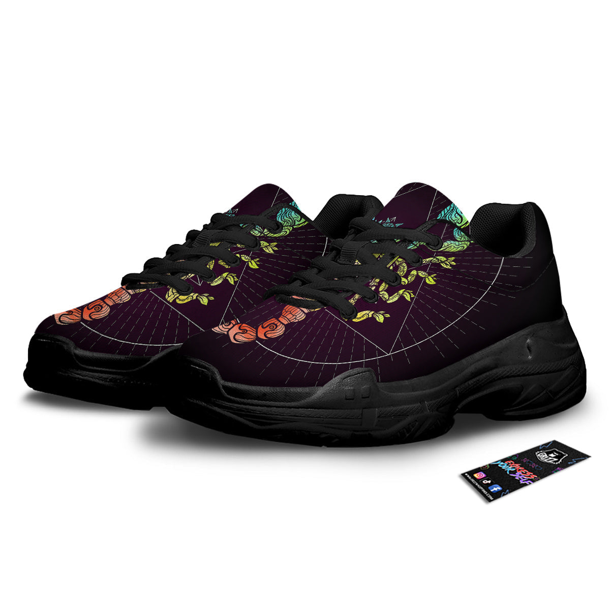 Scorpio Sign Colorful Print Black Chunky Shoes-grizzshop