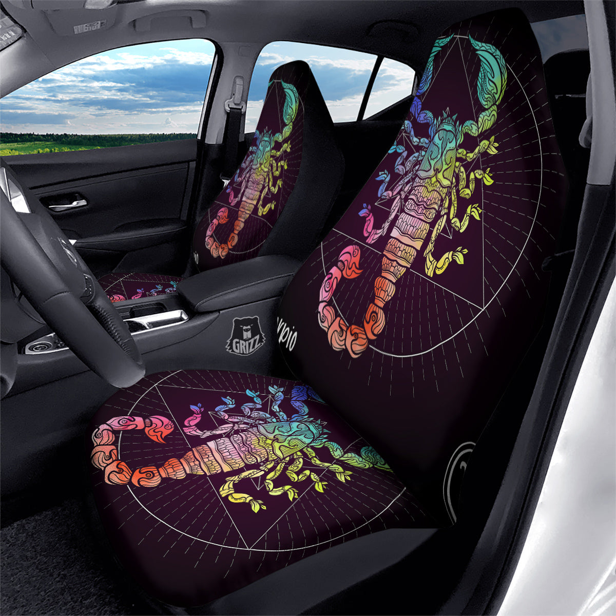 Scorpio Sign Colorful Print Car Seat Covers-grizzshop