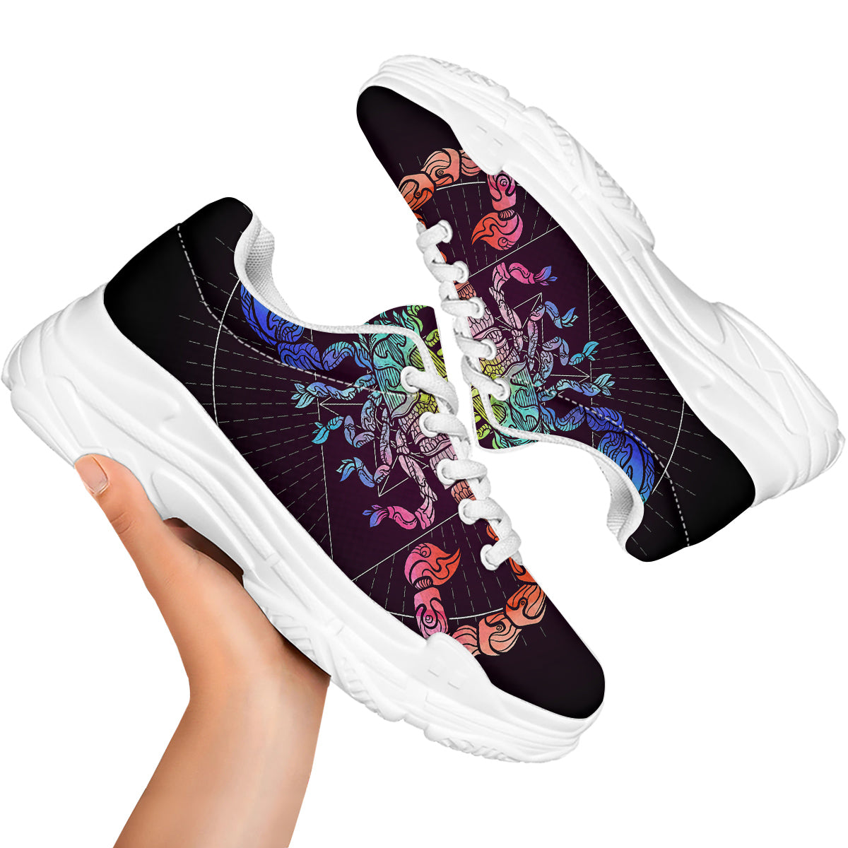 Scorpio Sign Colorful Print White Chunky Shoes-grizzshop