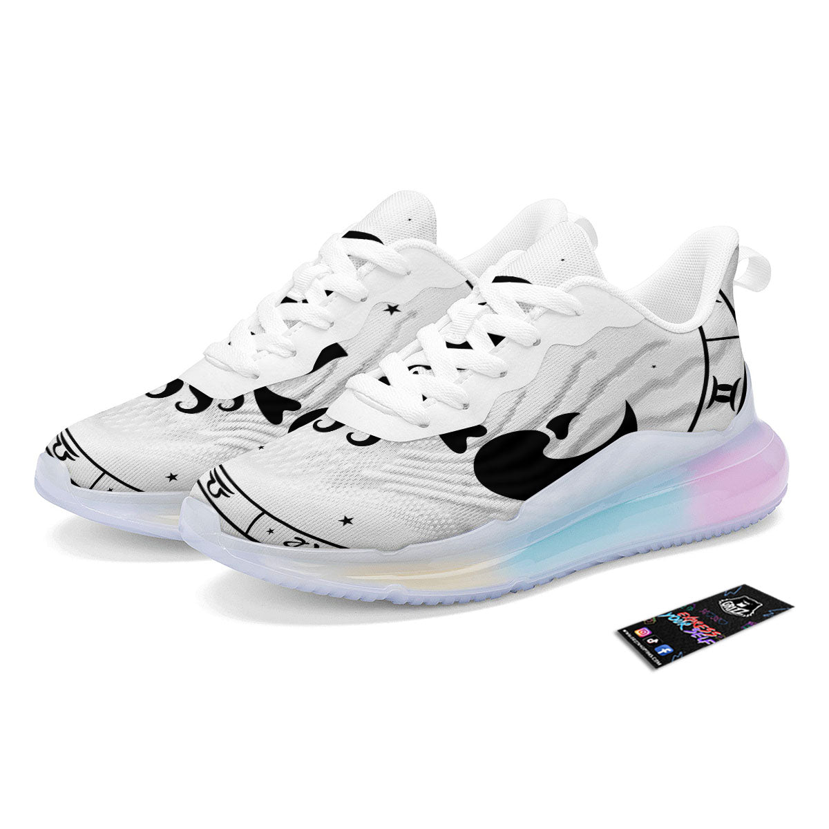 Scorpio Sign White And Black Print Running Sneakers-grizzshop