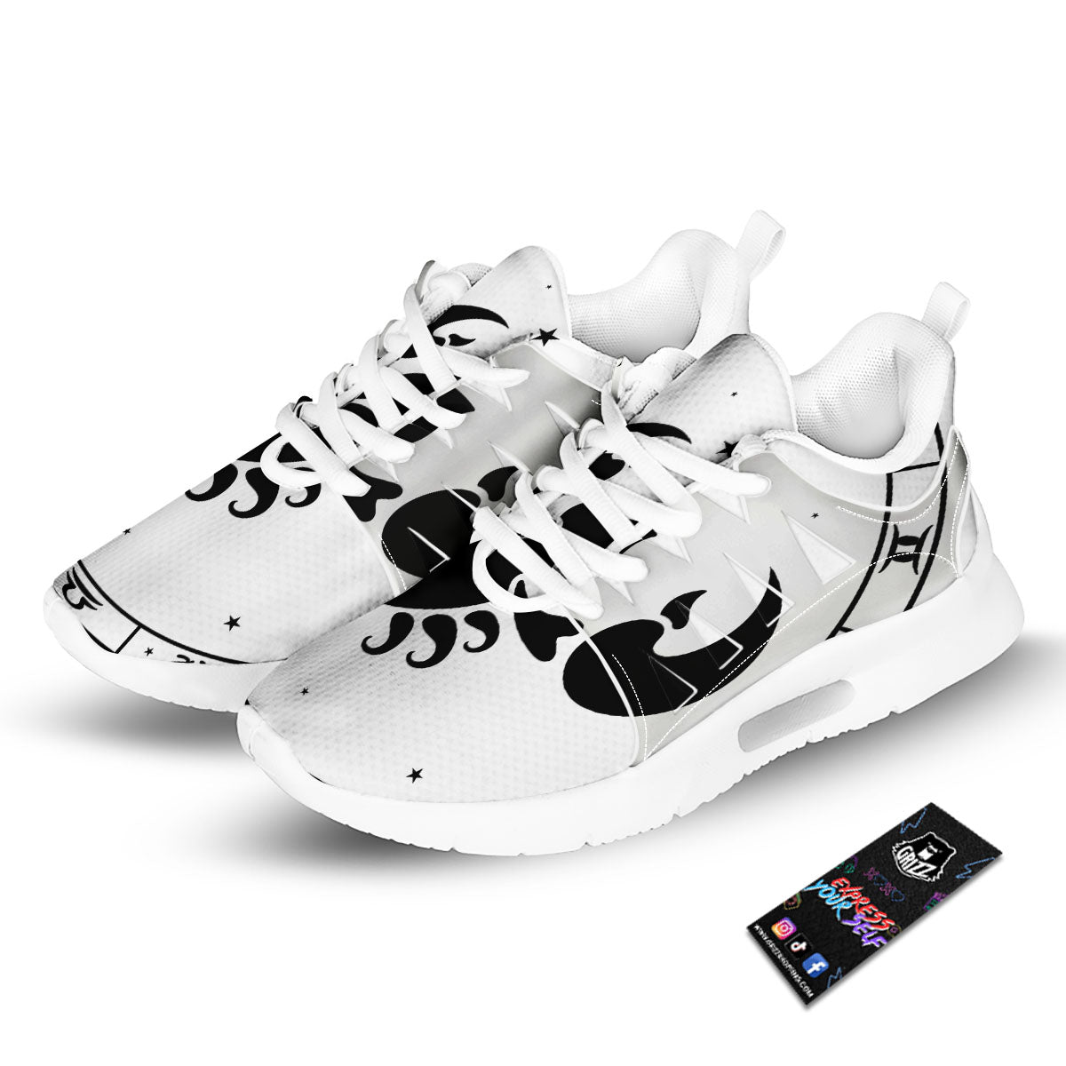 Scorpio Sign White And Black Print Tennis Shoes-grizzshop