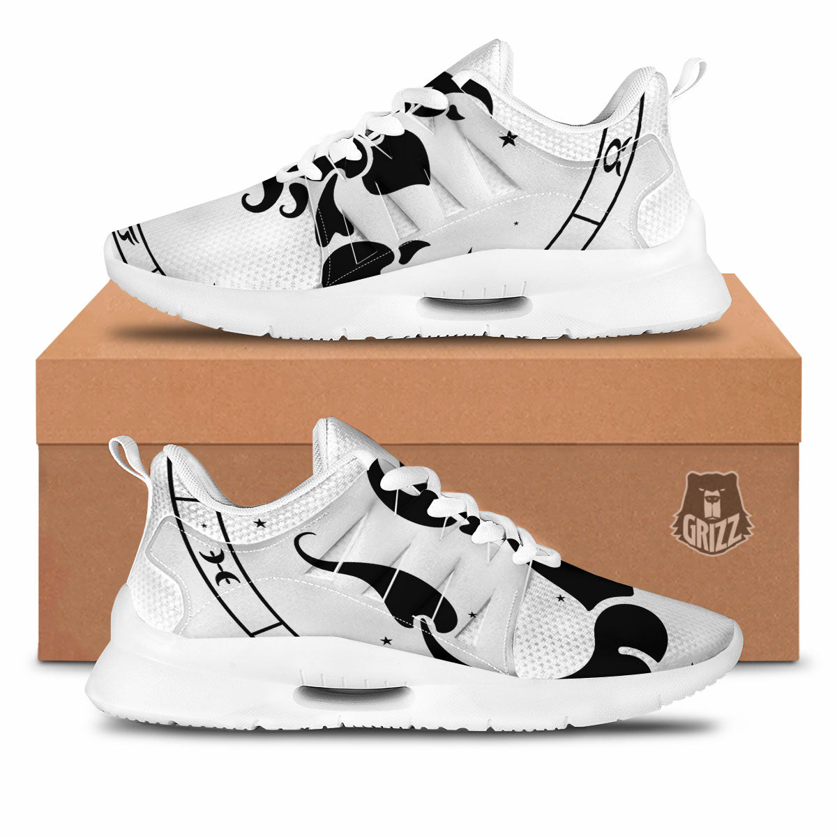Scorpio Sign White And Black Print Tennis Shoes-grizzshop