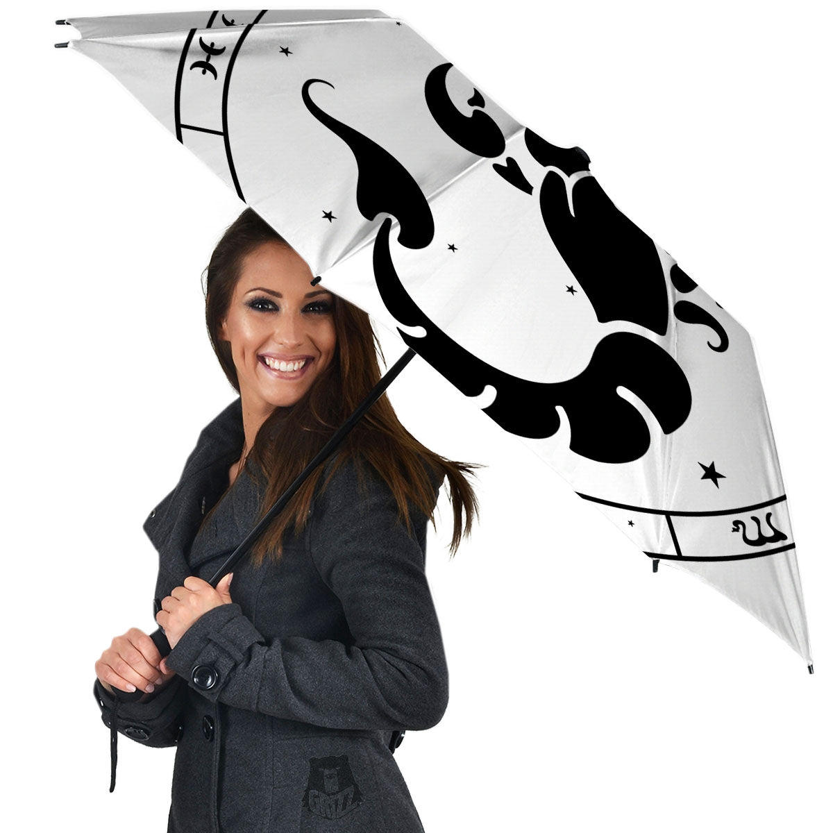 Scorpio Sign White And Black Print Umbrella-grizzshop