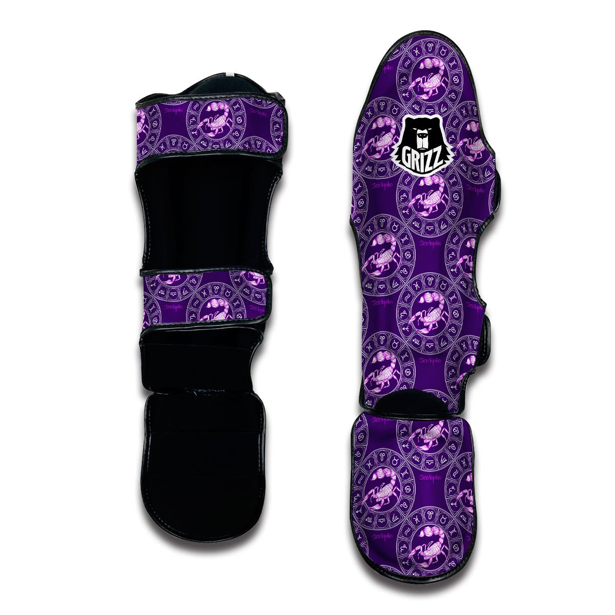 Scorpio Zodiac Pattern Print Muay Thai Shin Guards-grizzshop