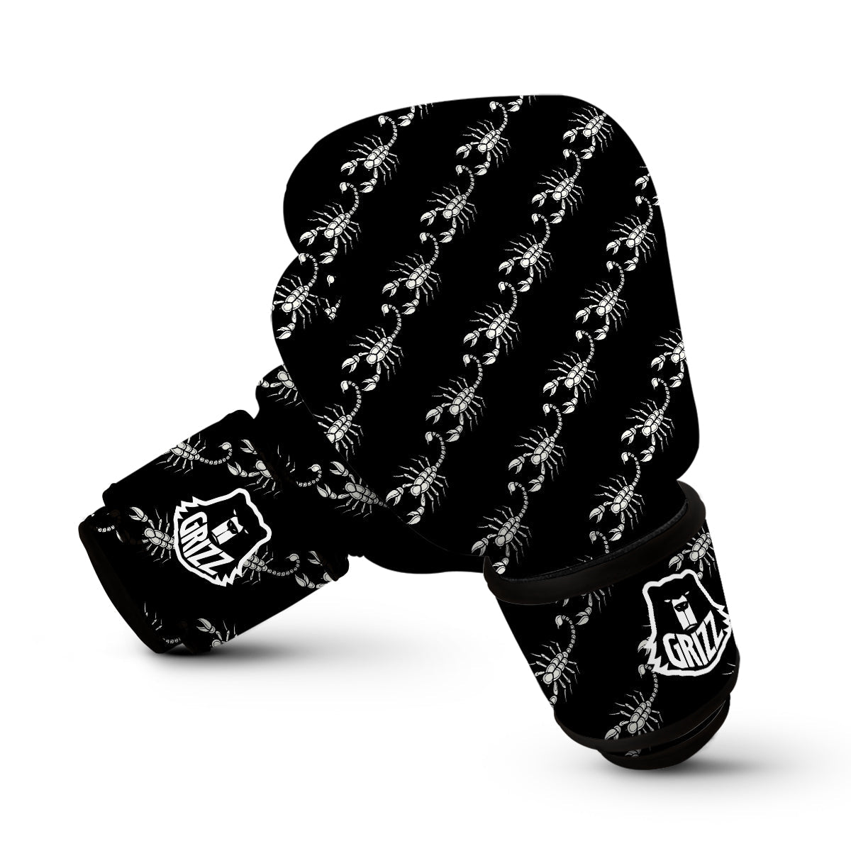 Scorpion Black Print Pattern Boxing Gloves-grizzshop