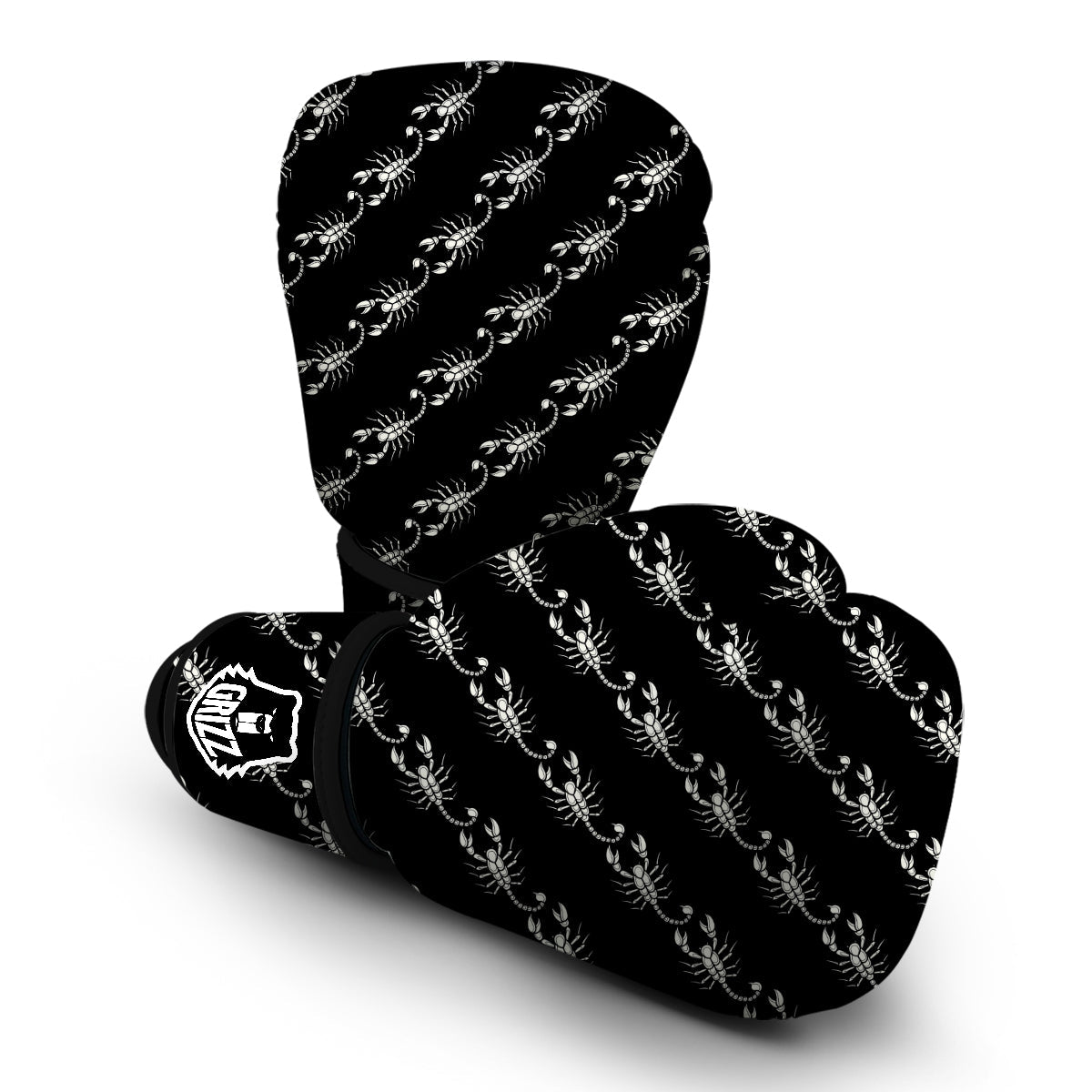 Scorpion Black Print Pattern Boxing Gloves-grizzshop