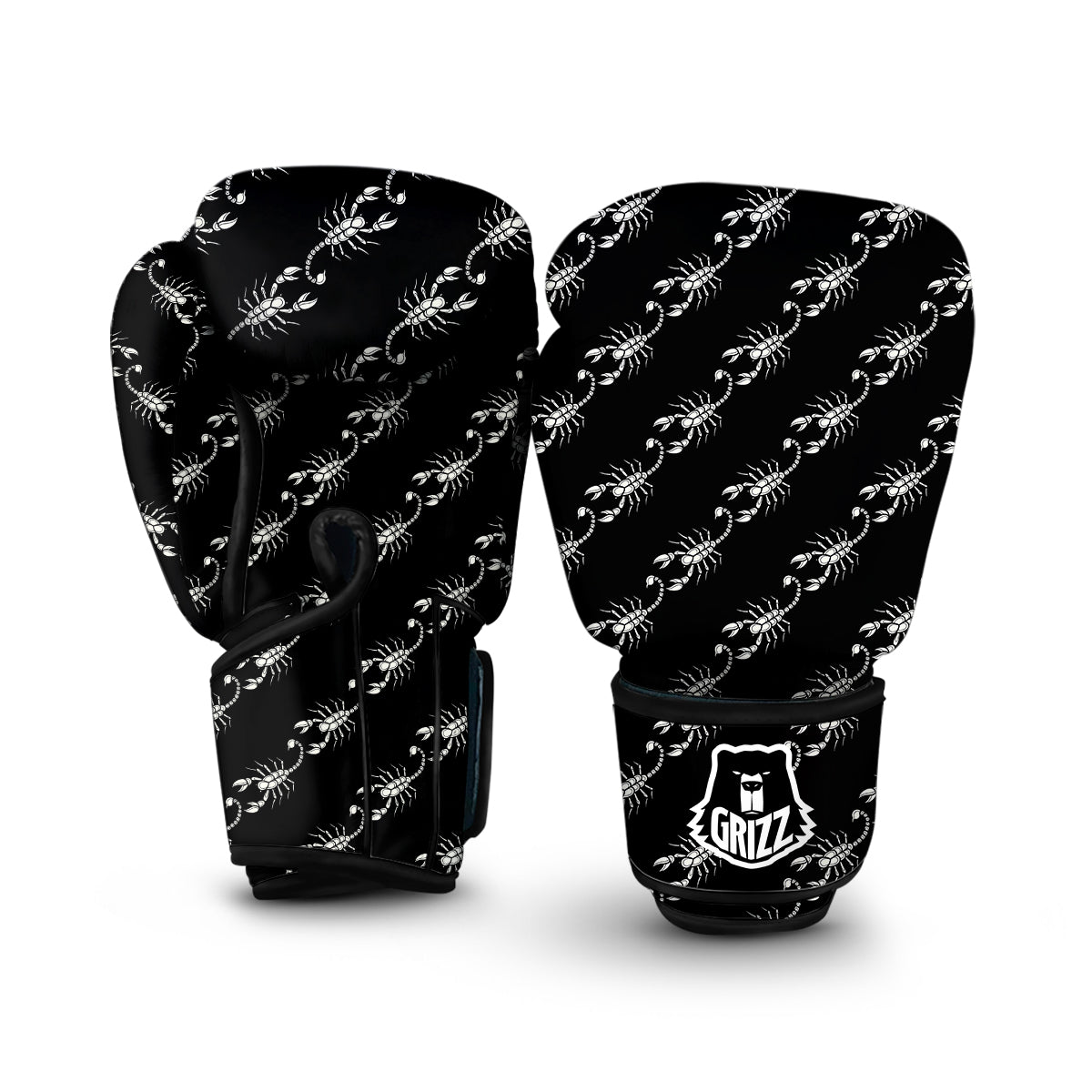 Scorpion Black Print Pattern Boxing Gloves-grizzshop