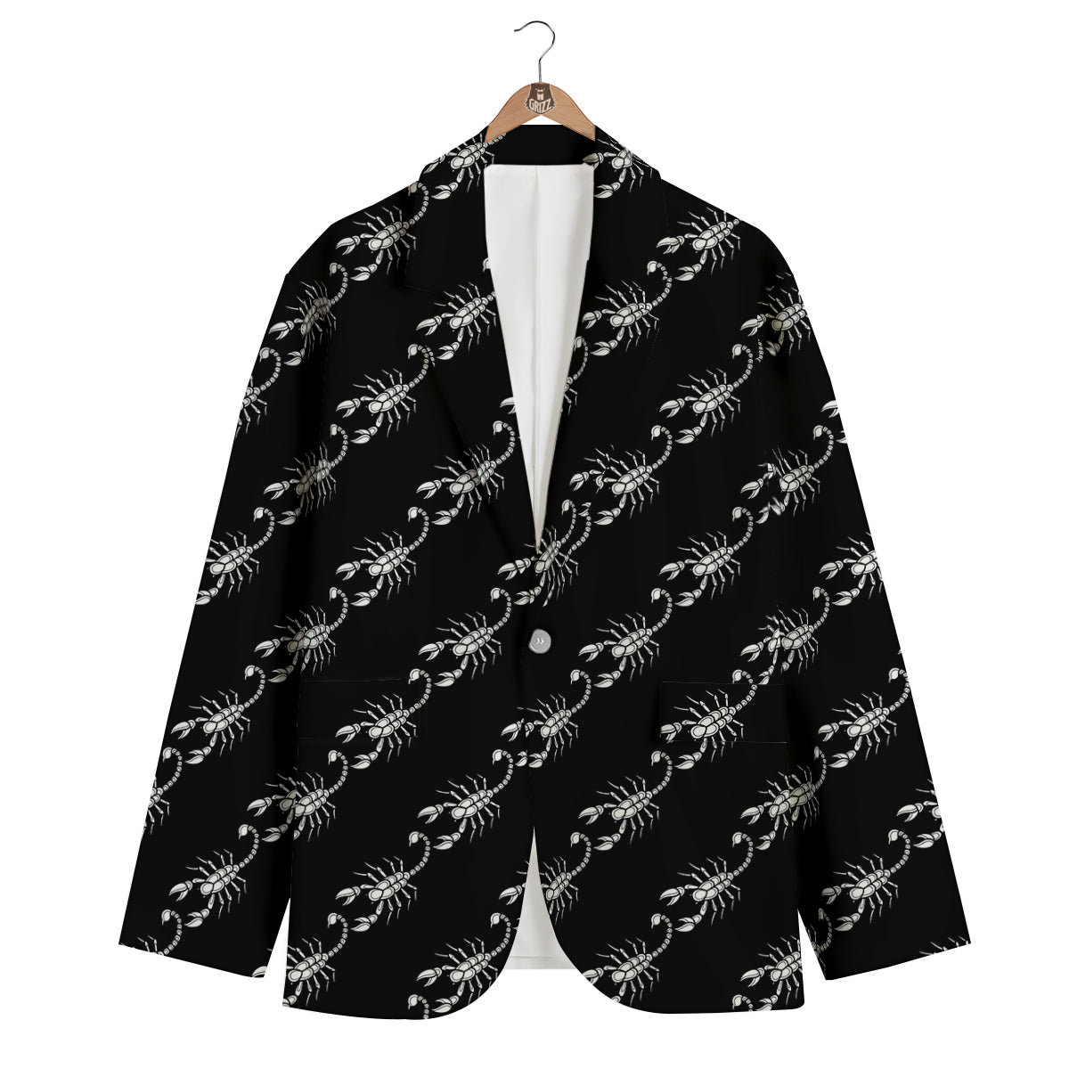 Scorpion Black Print Pattern Men's Blazer-grizzshop