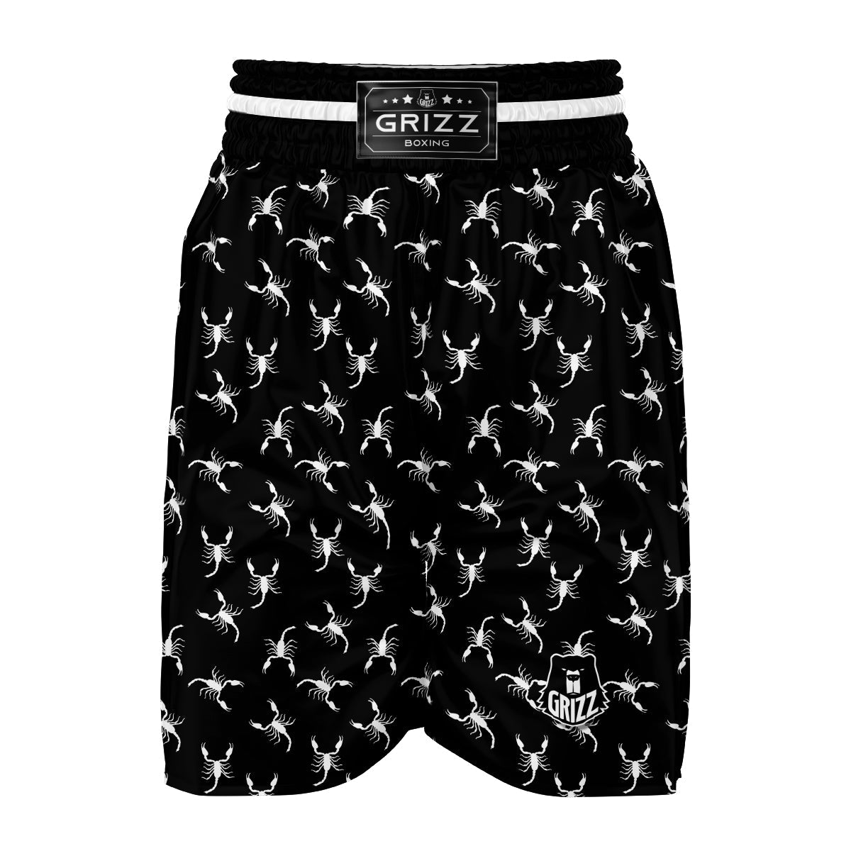 Scorpion Black White Print Pattern Boxing Shorts-grizzshop