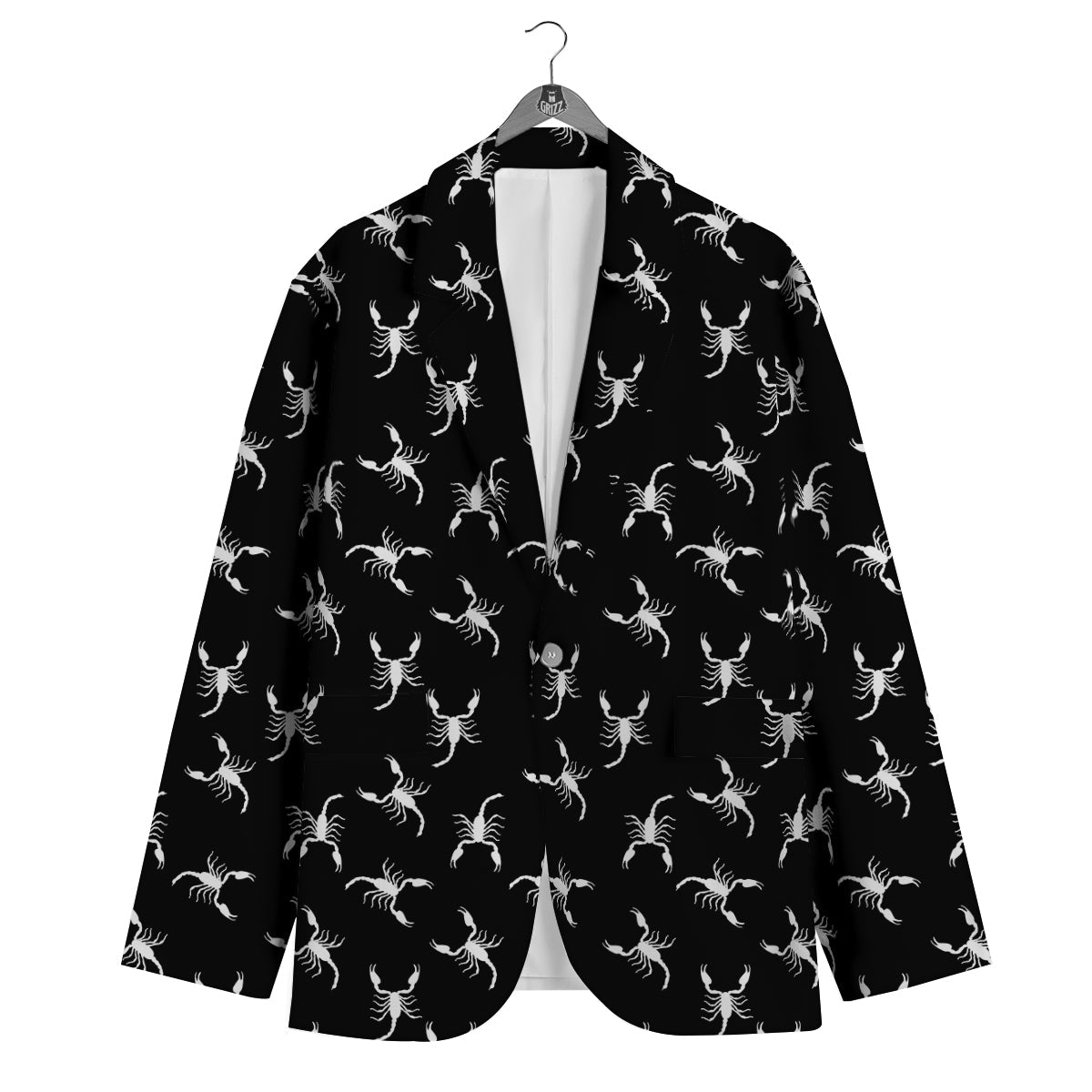 Scorpion Black White Print Pattern Men's Blazer-grizzshop