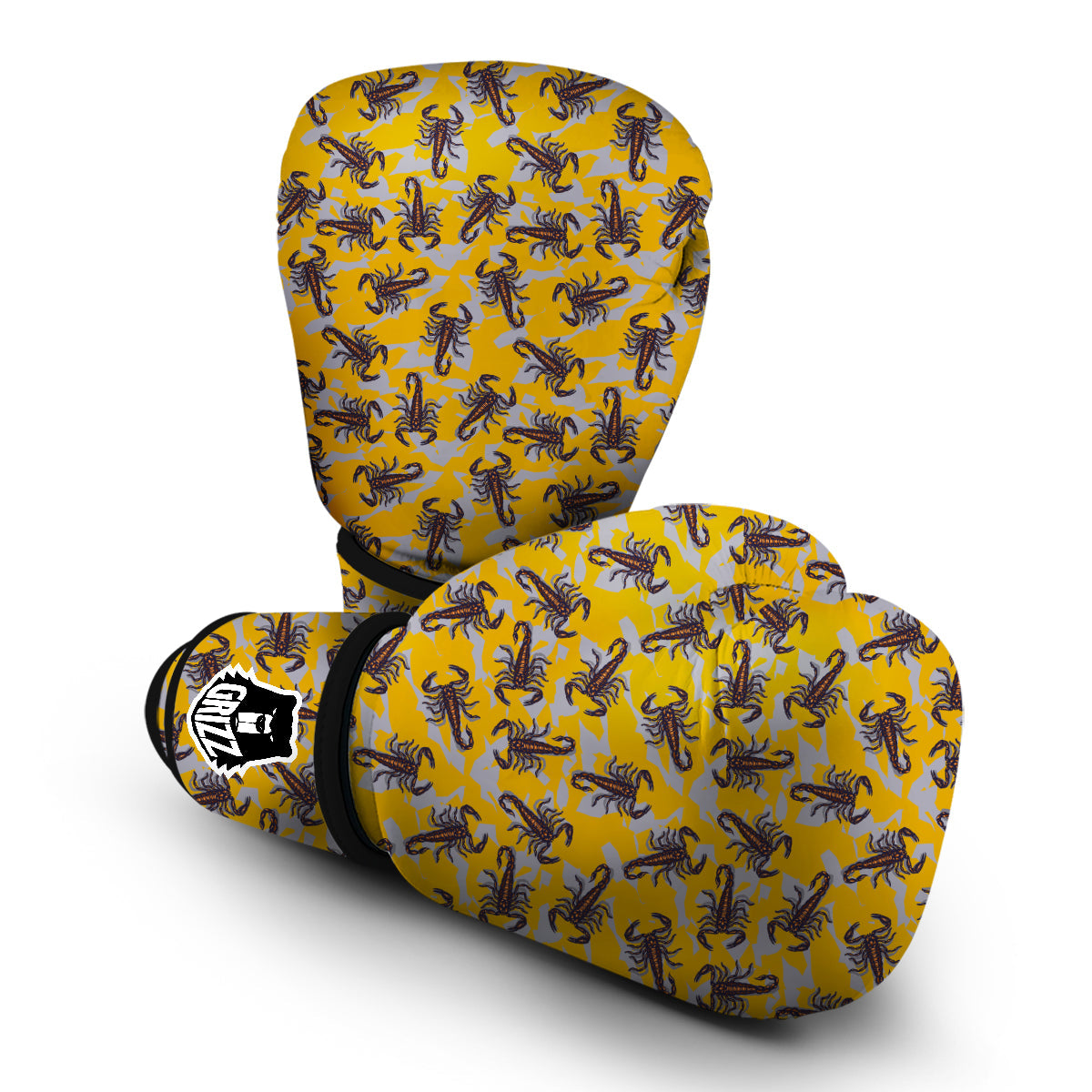 Scorpion Yellow Camo Print Pattern Boxing Gloves-grizzshop