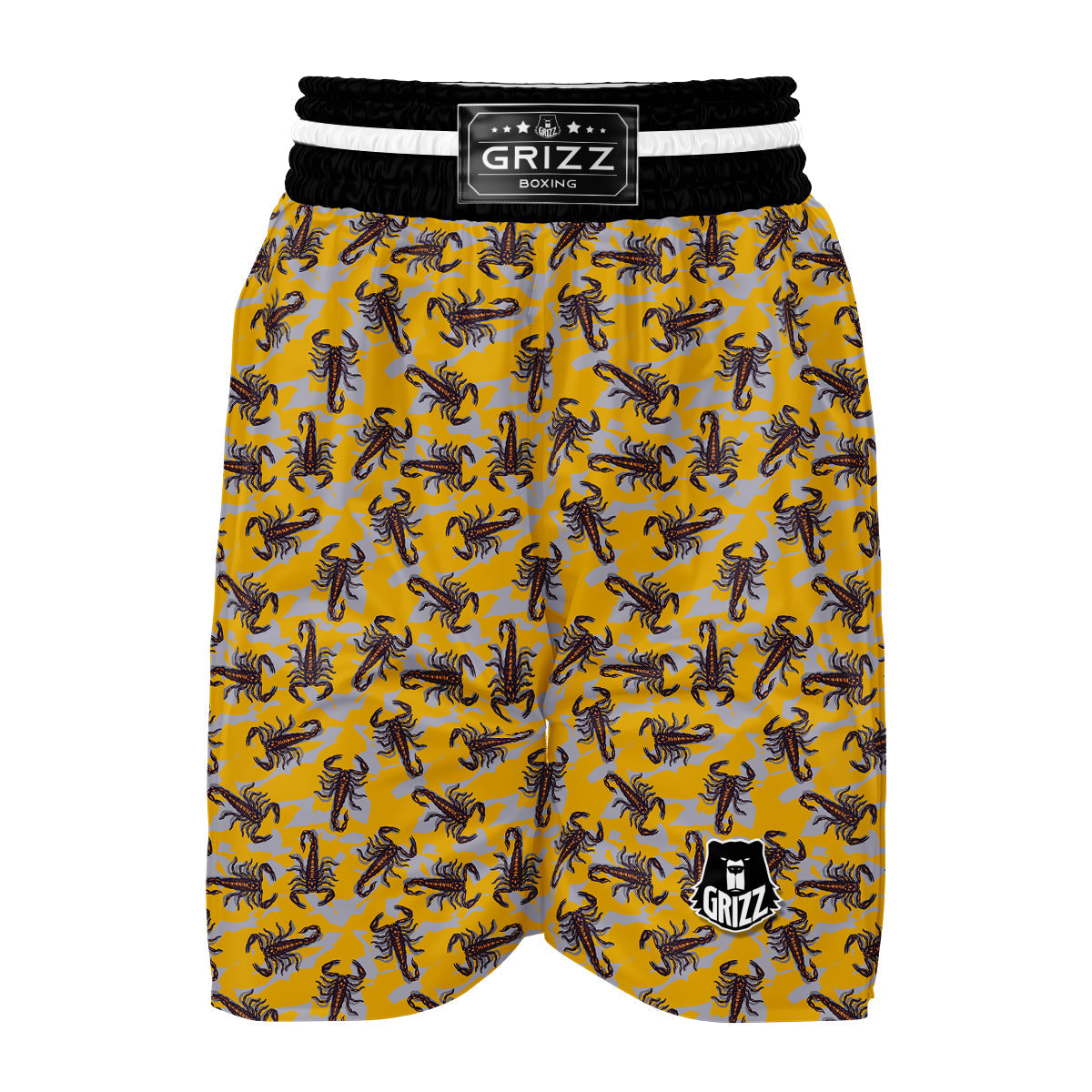 Scorpion Yellow Camo Print Pattern Boxing Shorts-grizzshop