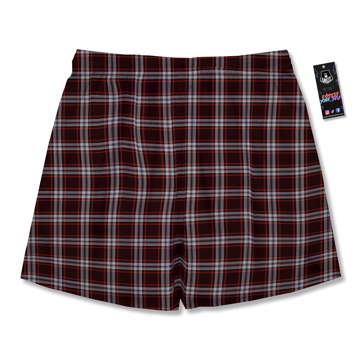 Scottish Plaid Grey Black And Red Print Men's Running Shorts-grizzshop