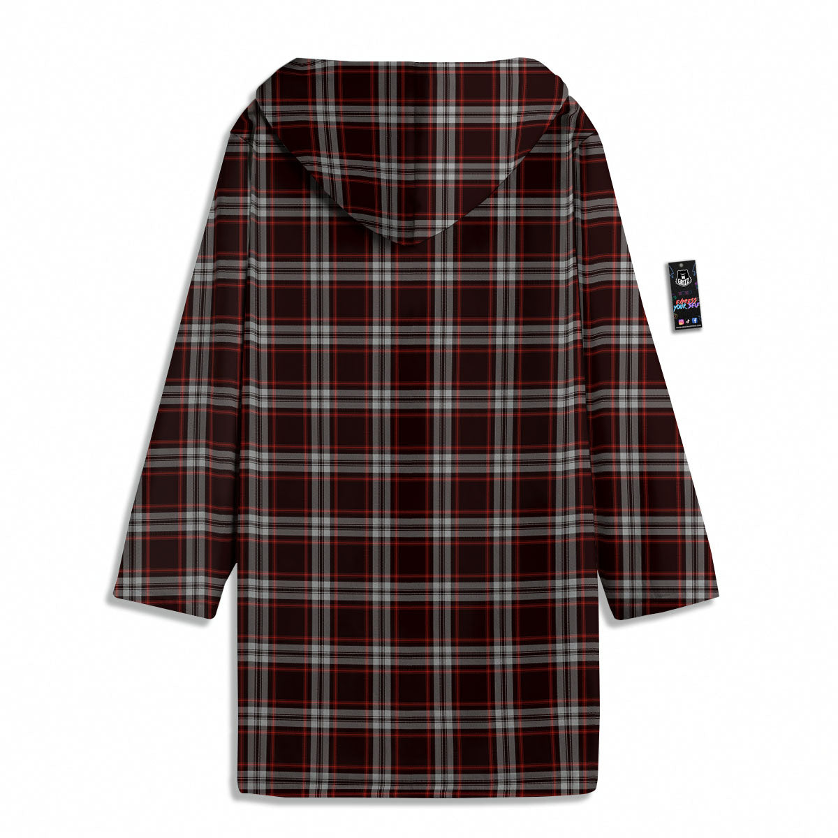 Scottish Plaid Grey Black And Red Print Men's Windbreaker Jacket-grizzshop
