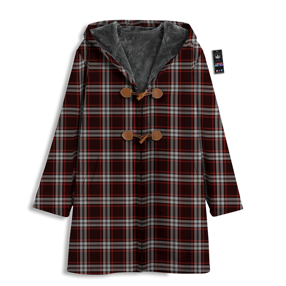 Scottish Plaid Grey Black And Red Print Men's Windbreaker Jacket-grizzshop