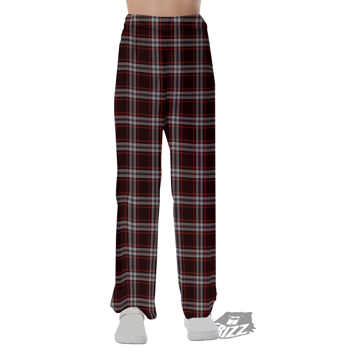 Scottish Plaid Grey Black And Red Print Pajama Pants-grizzshop