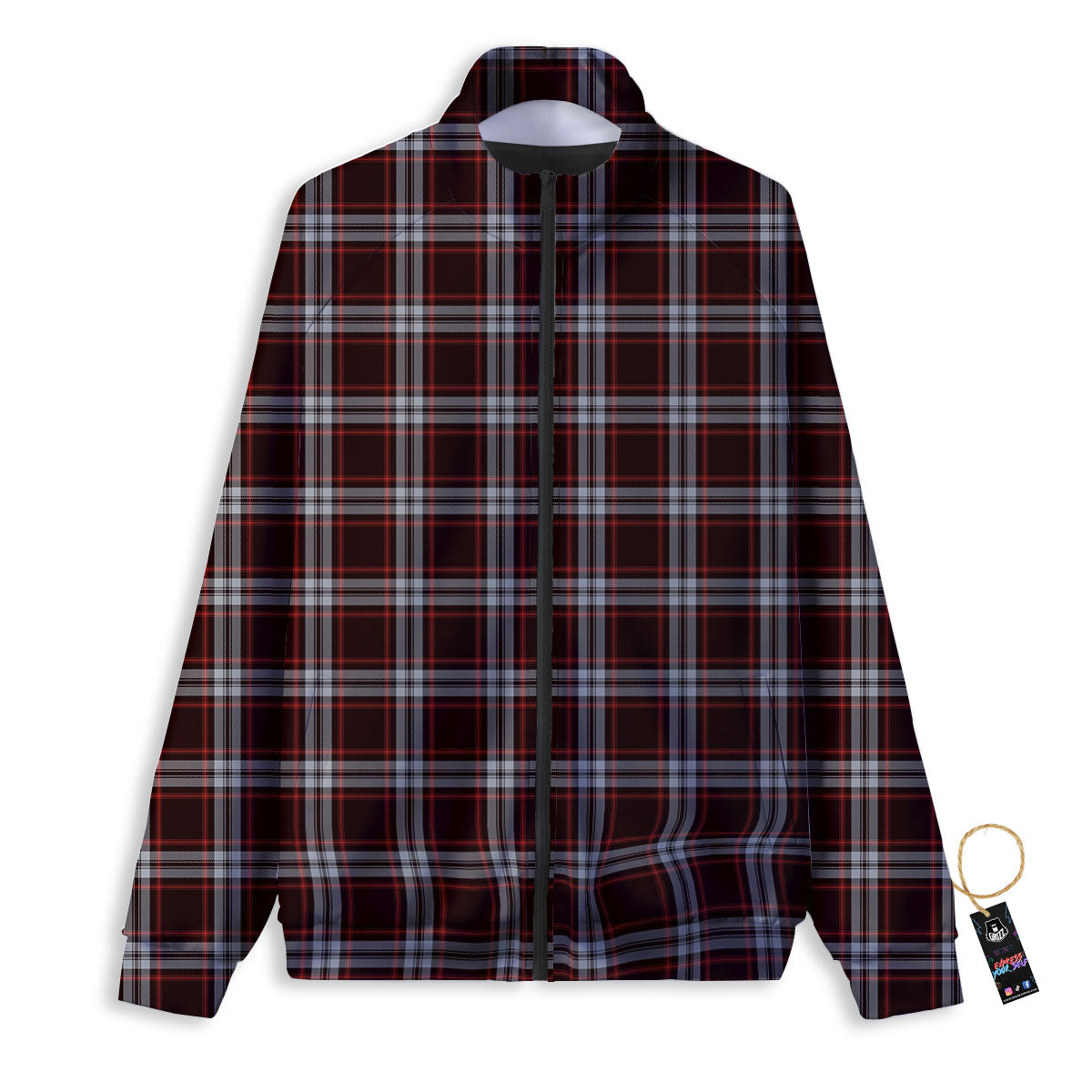 Scottish Plaid Grey Black And Red Print Track Jacket-grizzshop