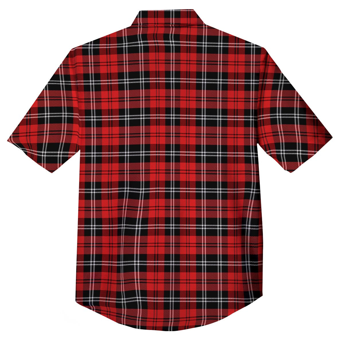 Scottish Plaid Red Black And White Print Pattern Button Up Shirt-grizzshop