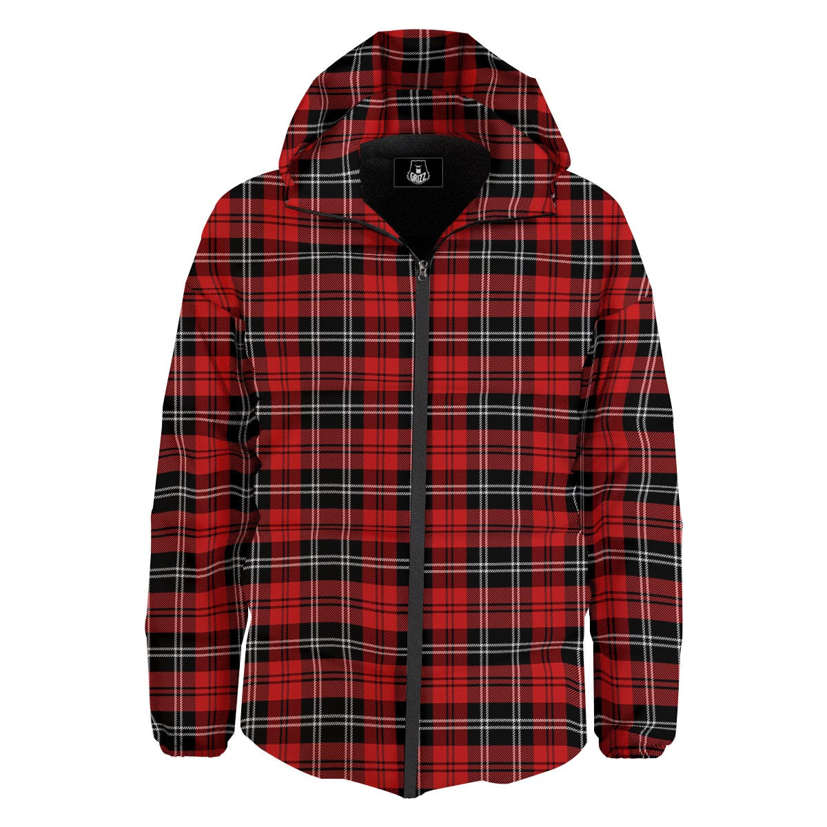Scottish Plaid Red Black And White Print Pattern Down Jacket-grizzshop