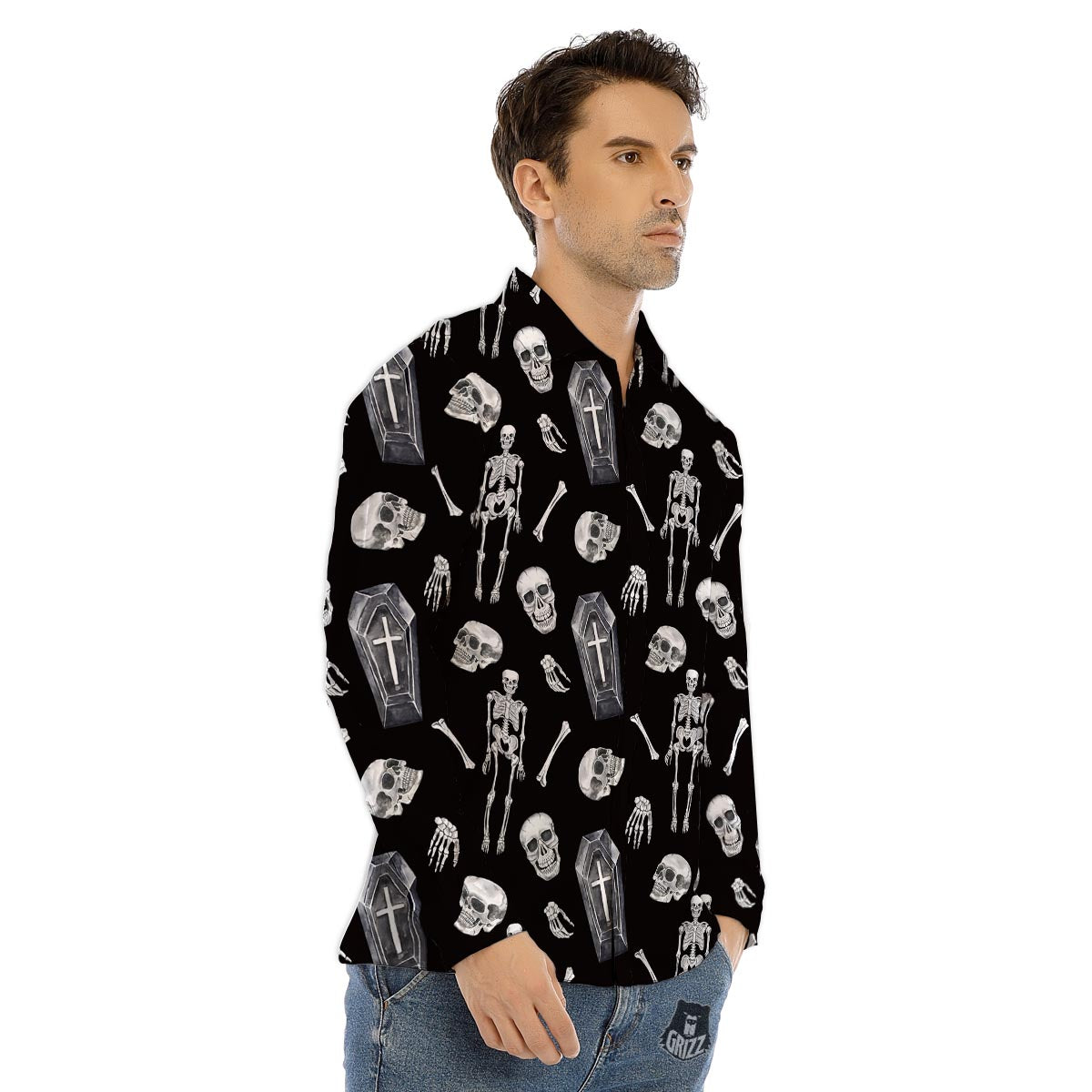 Scottish Plaid Red Black And White Print Pattern Men's Dress Shirts-grizzshop