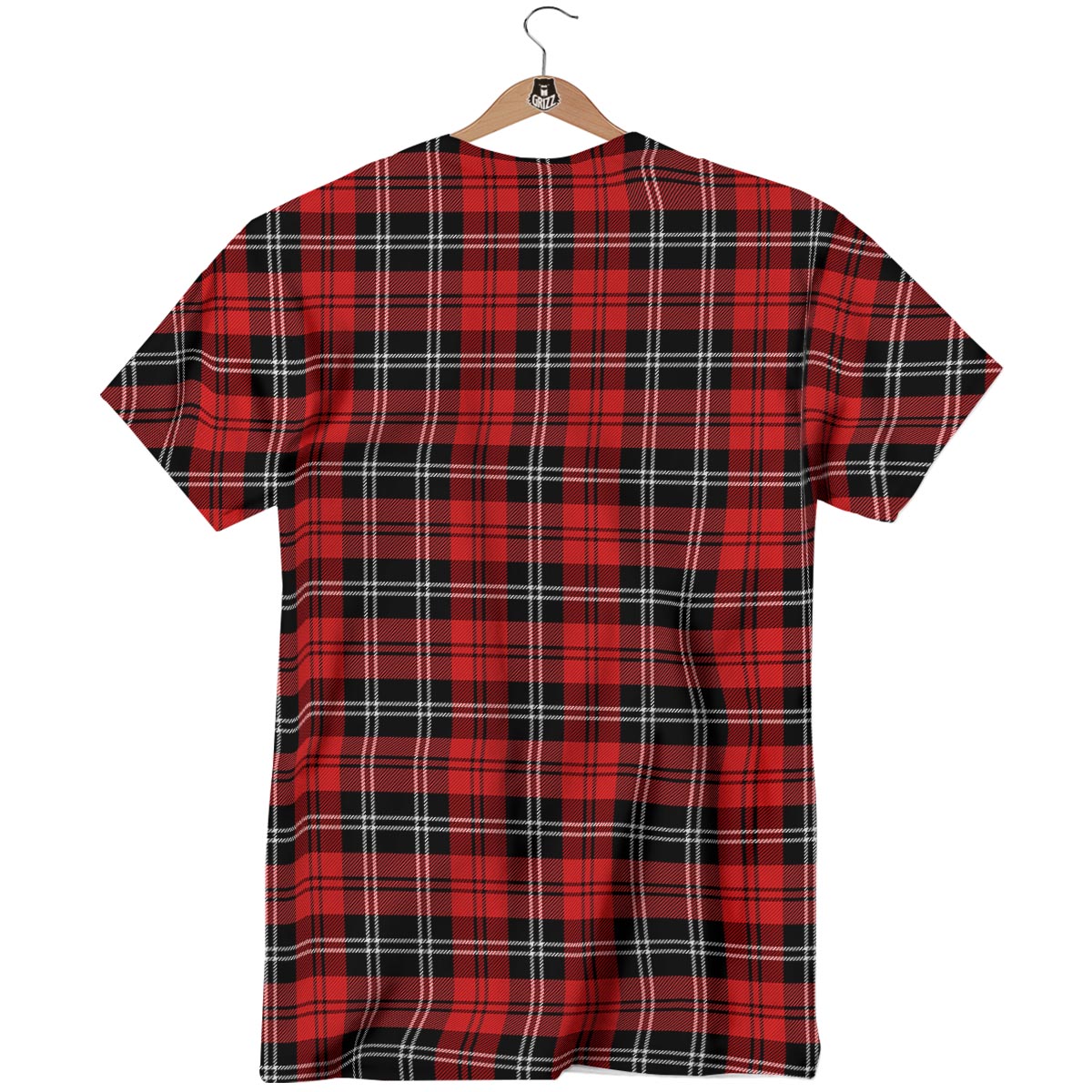 Scottish Plaid Red Black And White Print Pattern T-Shirt-grizzshop