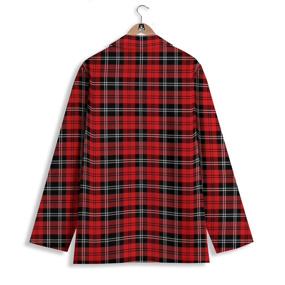 Scottish Plaid Red Black And White Print Pattern Women's Blazer-grizzshop