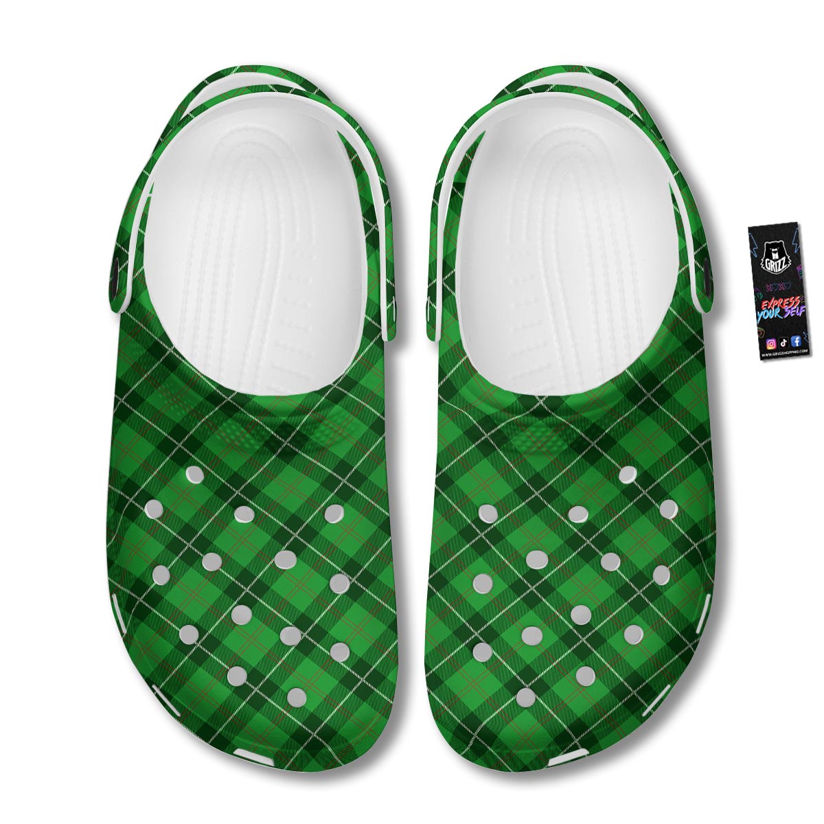 Scottish Plaid Saint Patrick's Day Print Pattern Clog-grizzshop