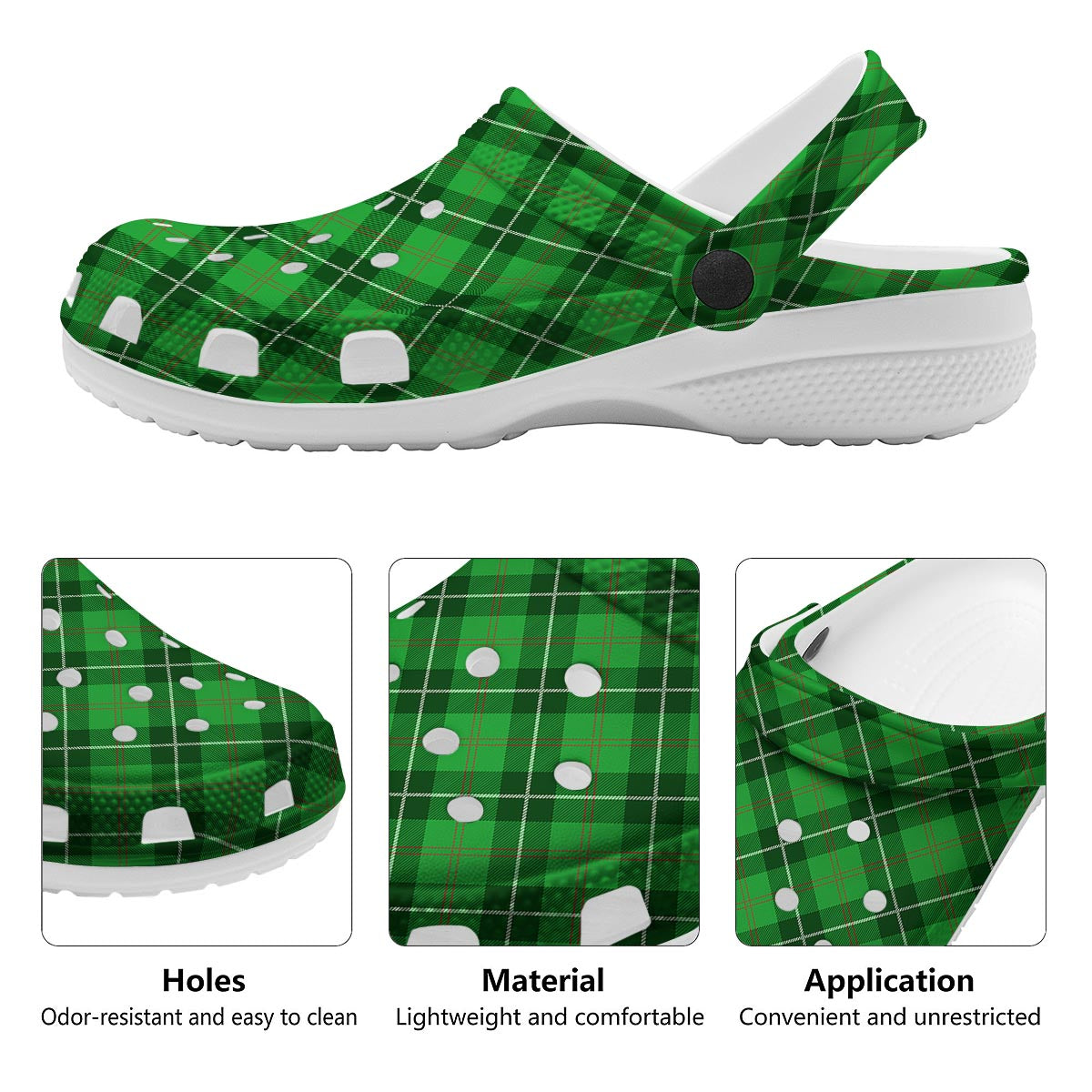 Scottish Plaid Saint Patrick's Day Print Pattern Clog-grizzshop