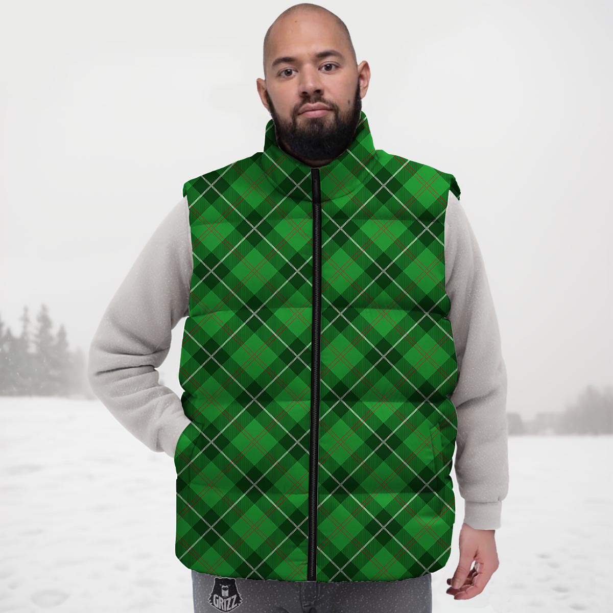 Scottish Plaid Saint Patrick's Day Print Pattern Down Vest