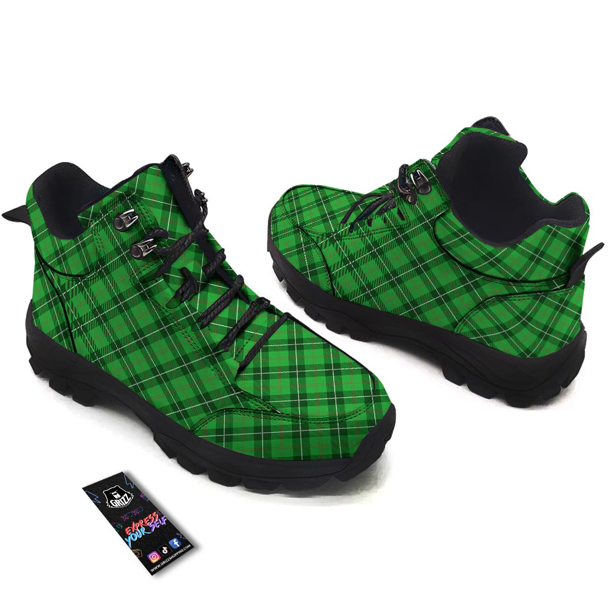 Scottish Plaid Saint Patrick's Day Print Pattern Hiking Shoes-grizzshop