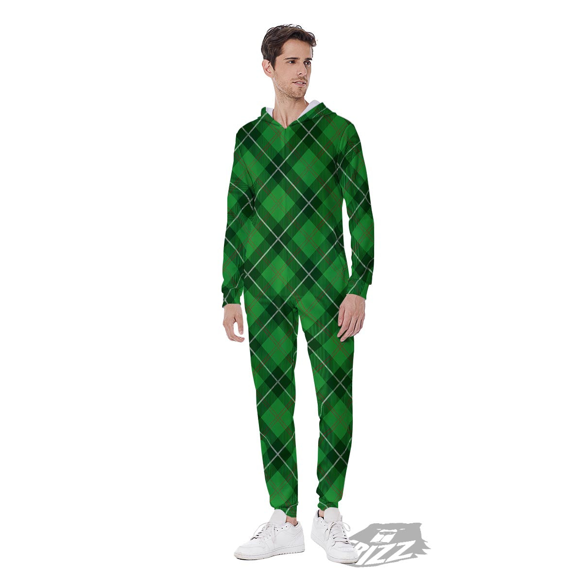 Scottish Plaid Saint Patrick's Day Print Pattern Men's Jumpsuit-grizzshop