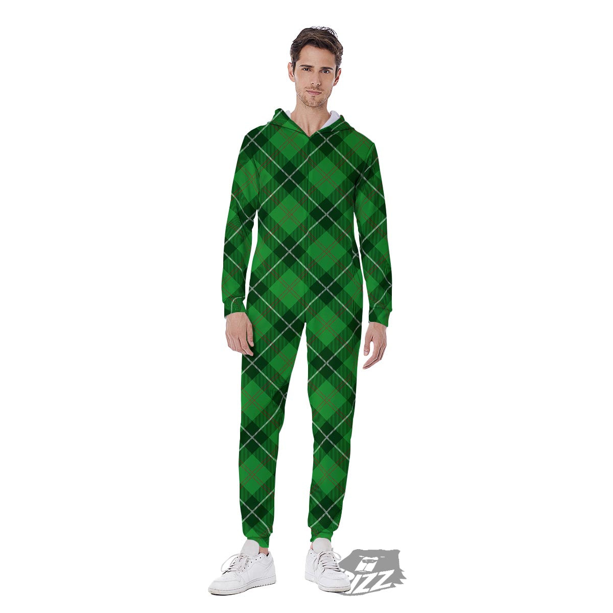 Scottish Plaid Saint Patrick's Day Print Pattern Men's Jumpsuit-grizzshop