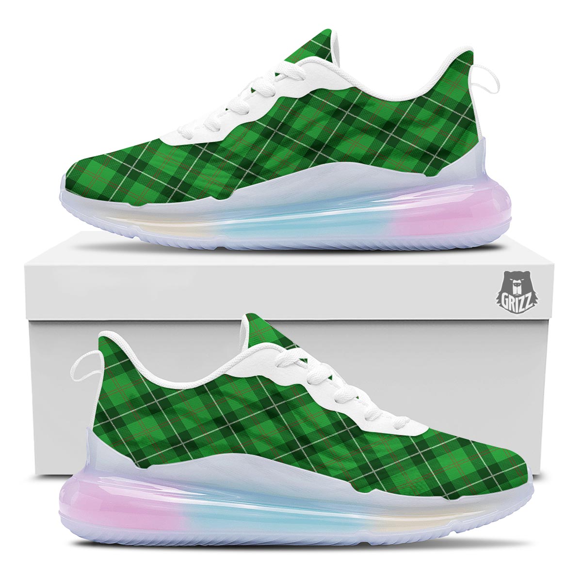 Scottish Plaid Saint Patrick's Day Print Pattern Running Sneakers-grizzshop