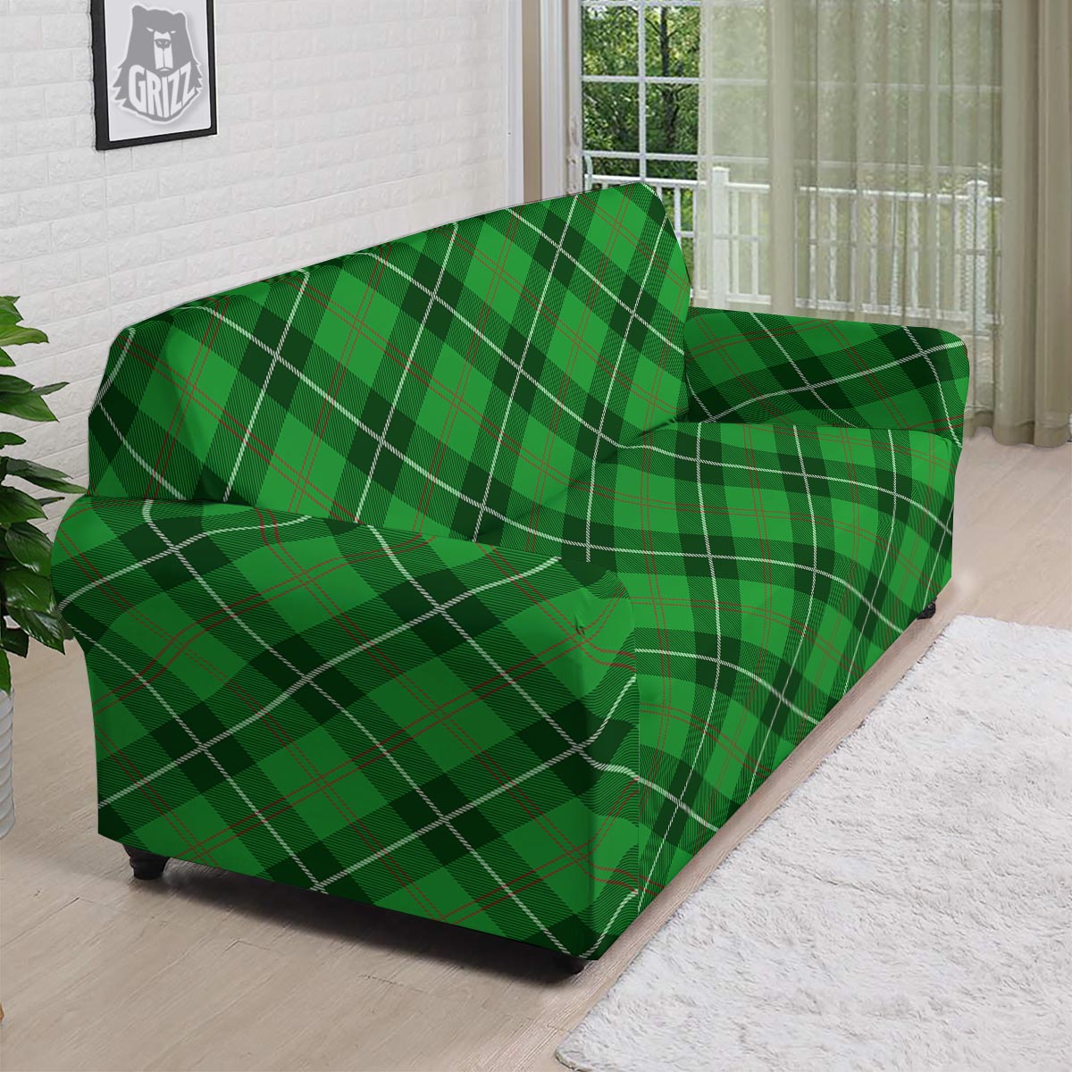 Scottish Plaid Saint Patrick's Day Print Pattern Sofa Cover-grizzshop