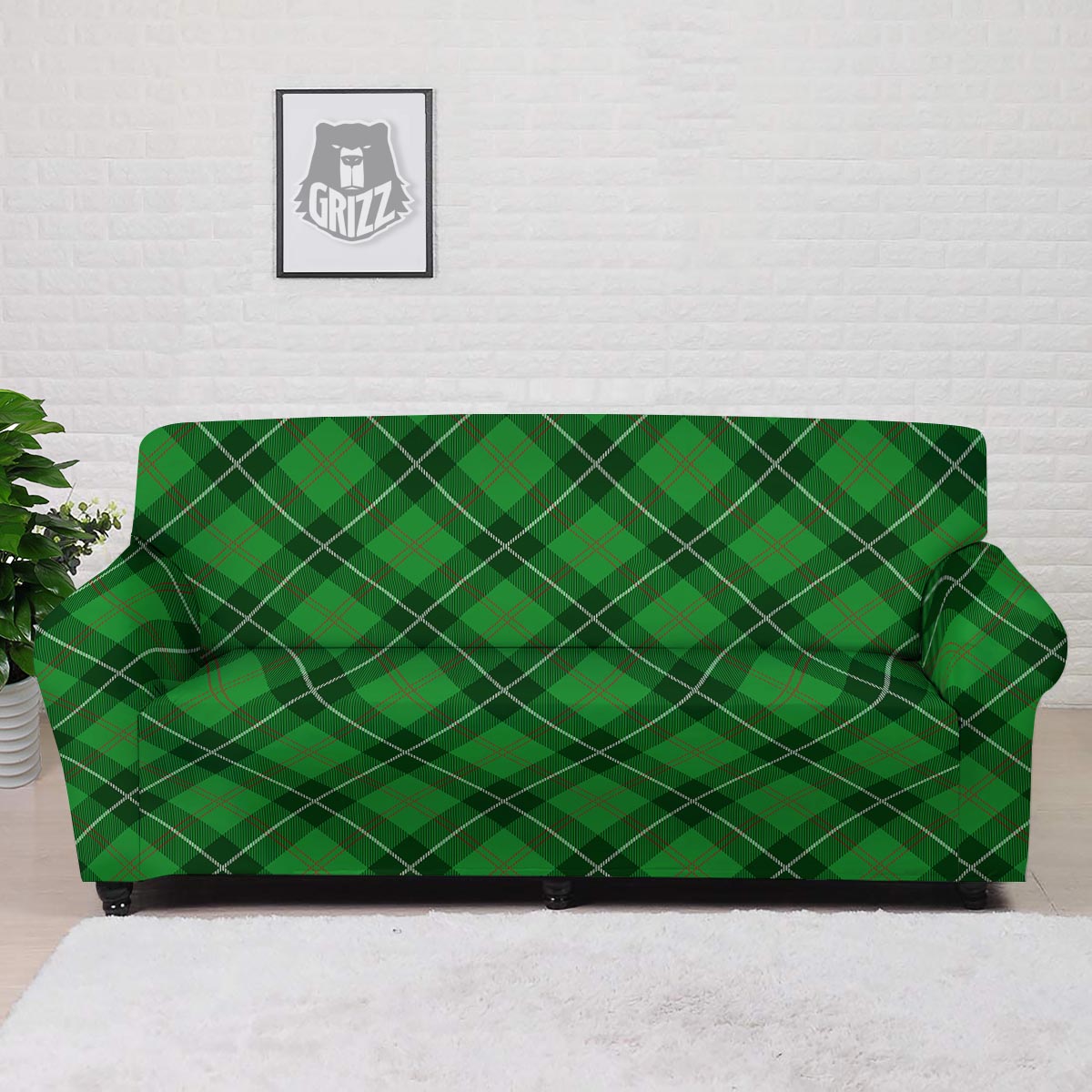 Scottish Plaid Saint Patrick's Day Print Pattern Sofa Cover-grizzshop