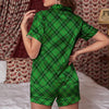 Scottish Plaid Saint Patrick's Day Print Pattern Women Silk Pajamas-grizzshop