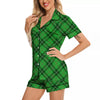 Scottish Plaid Saint Patrick's Day Print Pattern Women Silk Pajamas-grizzshop