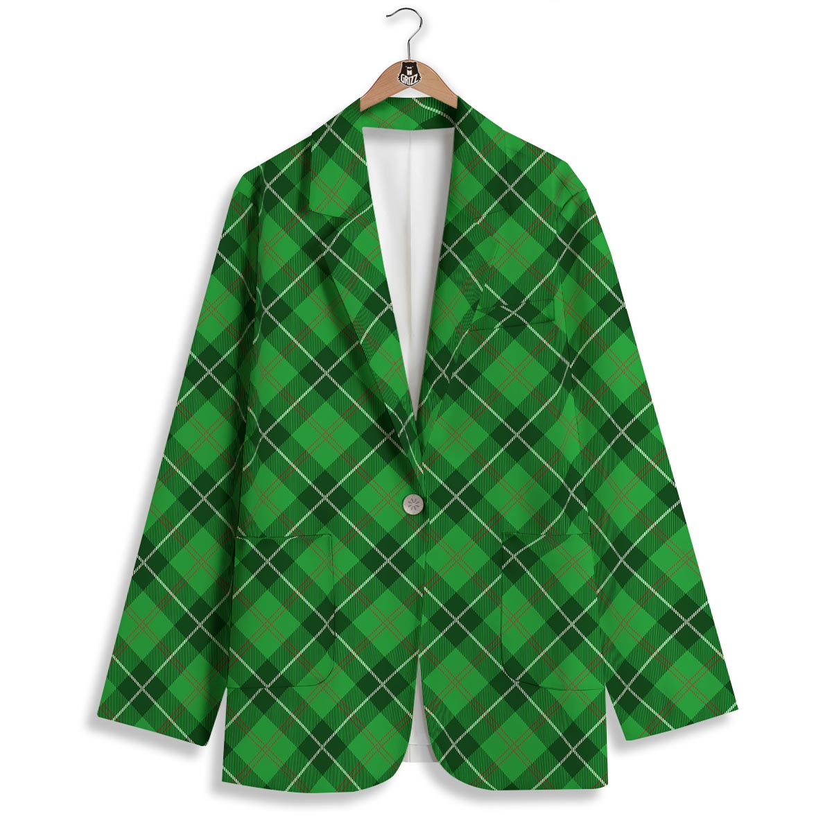 Scottish Plaid Saint Patrick's Day Print Pattern Women's Blazer-grizzshop