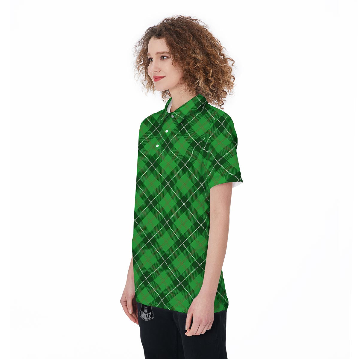 Scottish Plaid Saint Patrick's Day Print Pattern Women's Golf Shirts-grizzshop