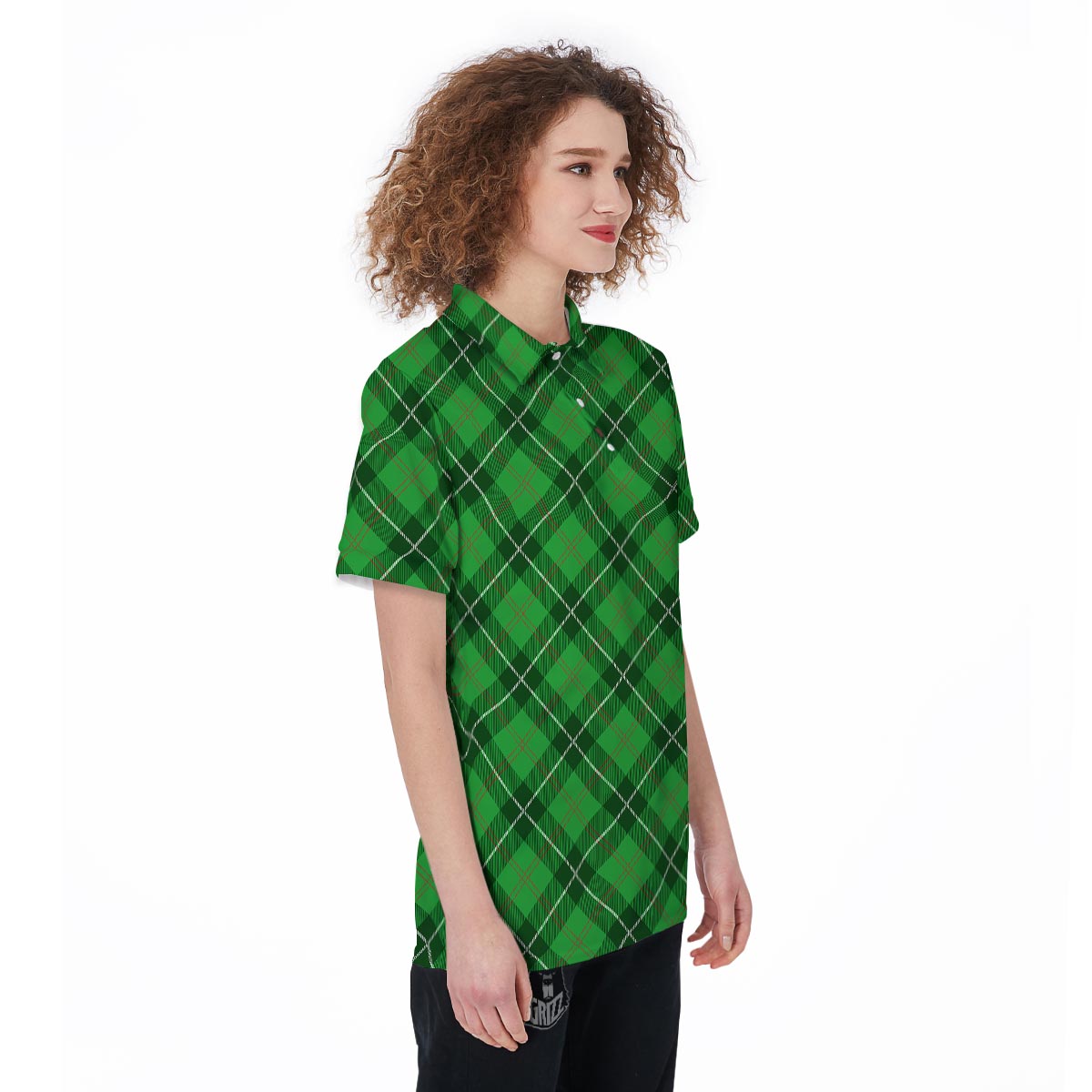 Scottish Plaid Saint Patrick's Day Print Pattern Women's Golf Shirts-grizzshop