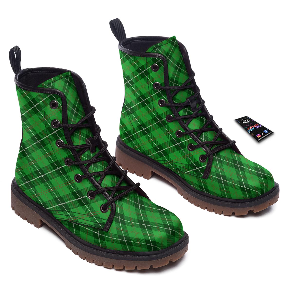 Scottish Plaid Saint Patrick's Day Print Pattern Work Boots-grizzshop