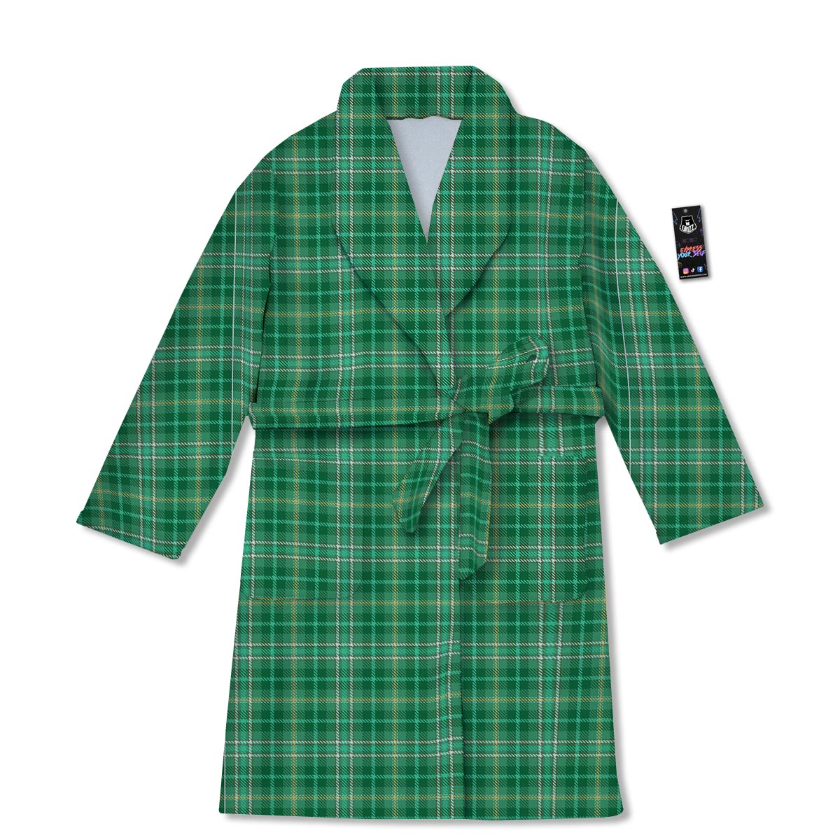 Scottish Plaid St. Patrick's Day Print Pattern Bathrobe-grizzshop