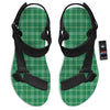 Scottish Plaid St. Patrick's Day Print Pattern Black Open Toe Sandals-grizzshop