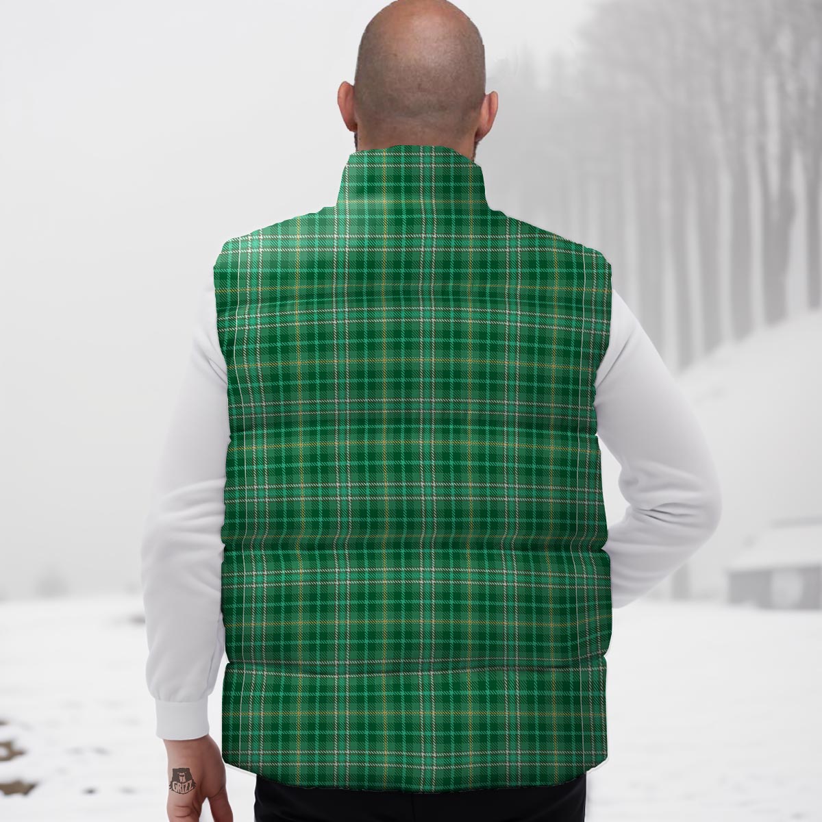 Scottish Plaid St. Patrick's Day Print Pattern Down Vest