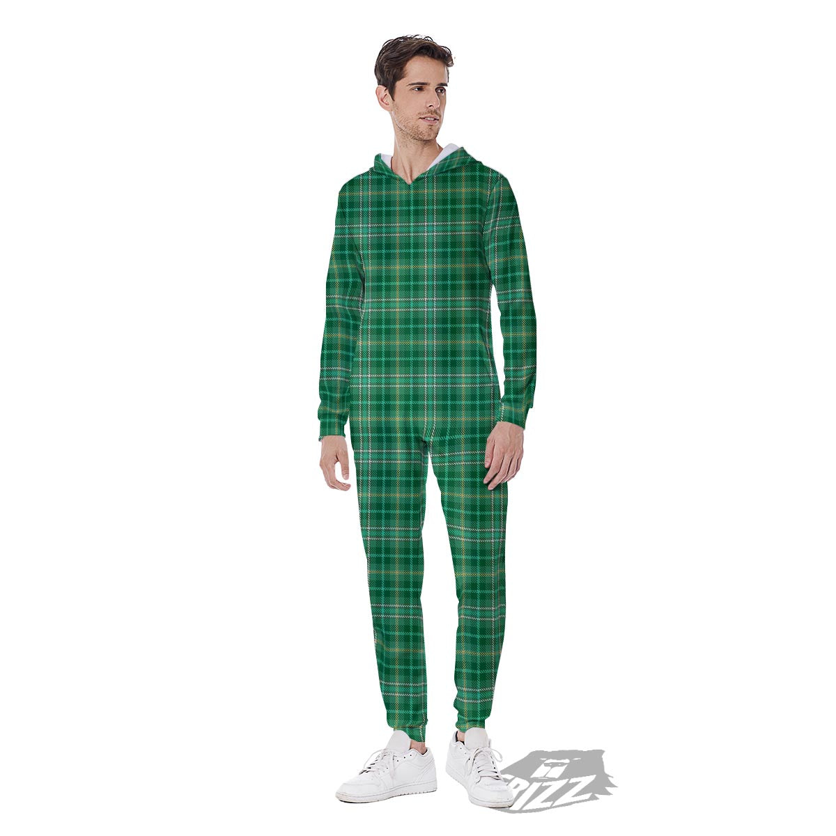Scottish Plaid St. Patrick's Day Print Pattern Men's Jumpsuit-grizzshop