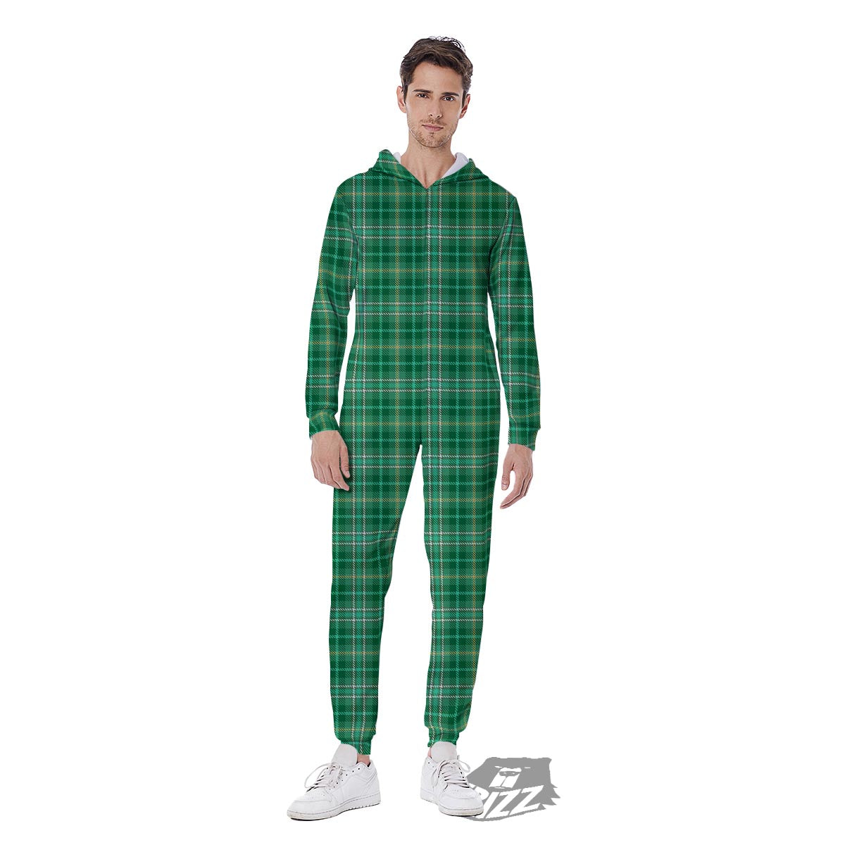 Scottish Plaid St. Patrick's Day Print Pattern Men's Jumpsuit-grizzshop